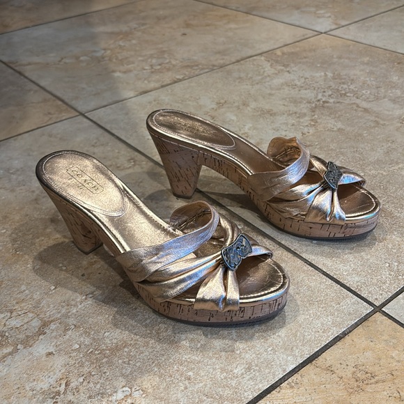 Coach platform open Toe Sandal 3.5 inches heels size 7 - Picture 10 of 12